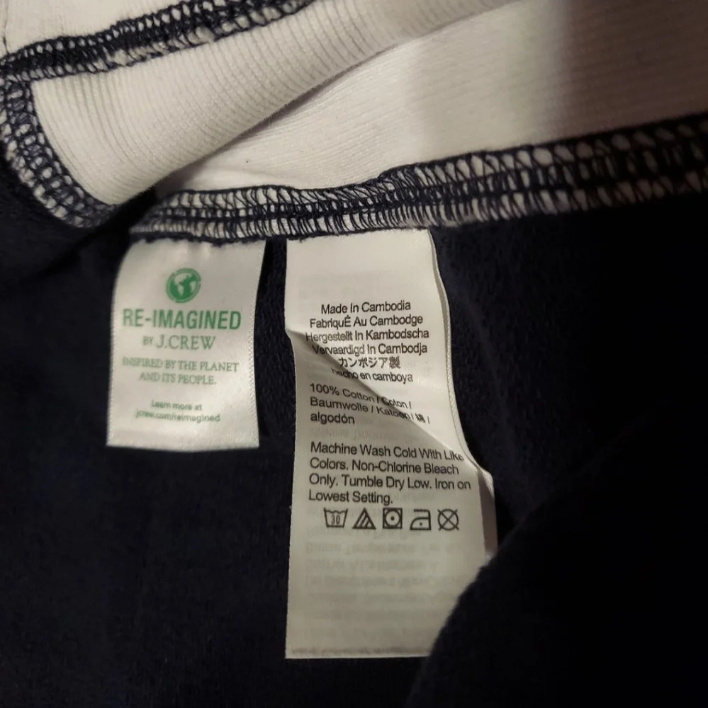 J.Crew University terry cotton cropped sweatshirt XL NAVY BNWT RETIRED 1 Left!